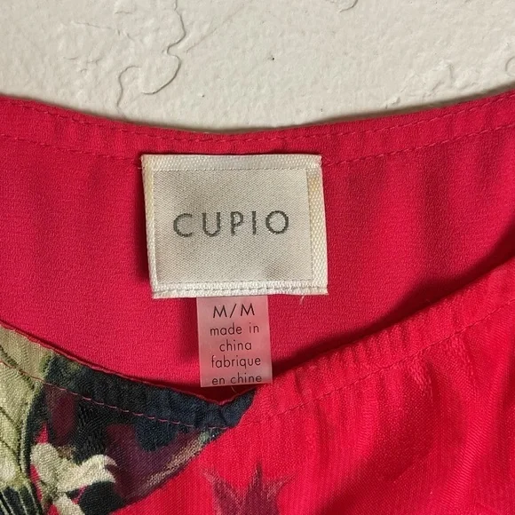 Women’s Cupid Hot Pink Bell Sleeve Babydoll Floral Top Size Medium - Picture 9 of 10